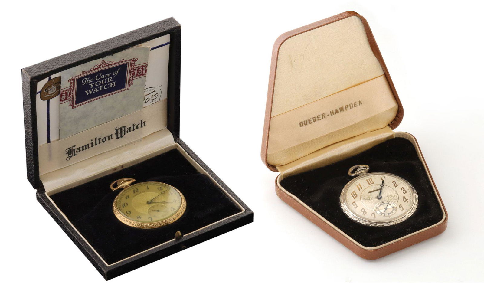 HAMILTON 910 & HAMPDEN NATHAN HALE BOXED POCKET WATCHES (1 of 20)