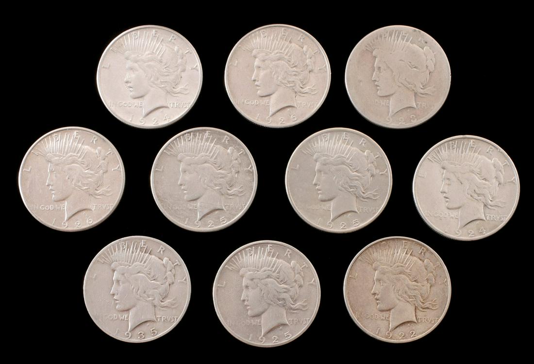 TEN PEACE SILVER DOLLARS (1 of 10)