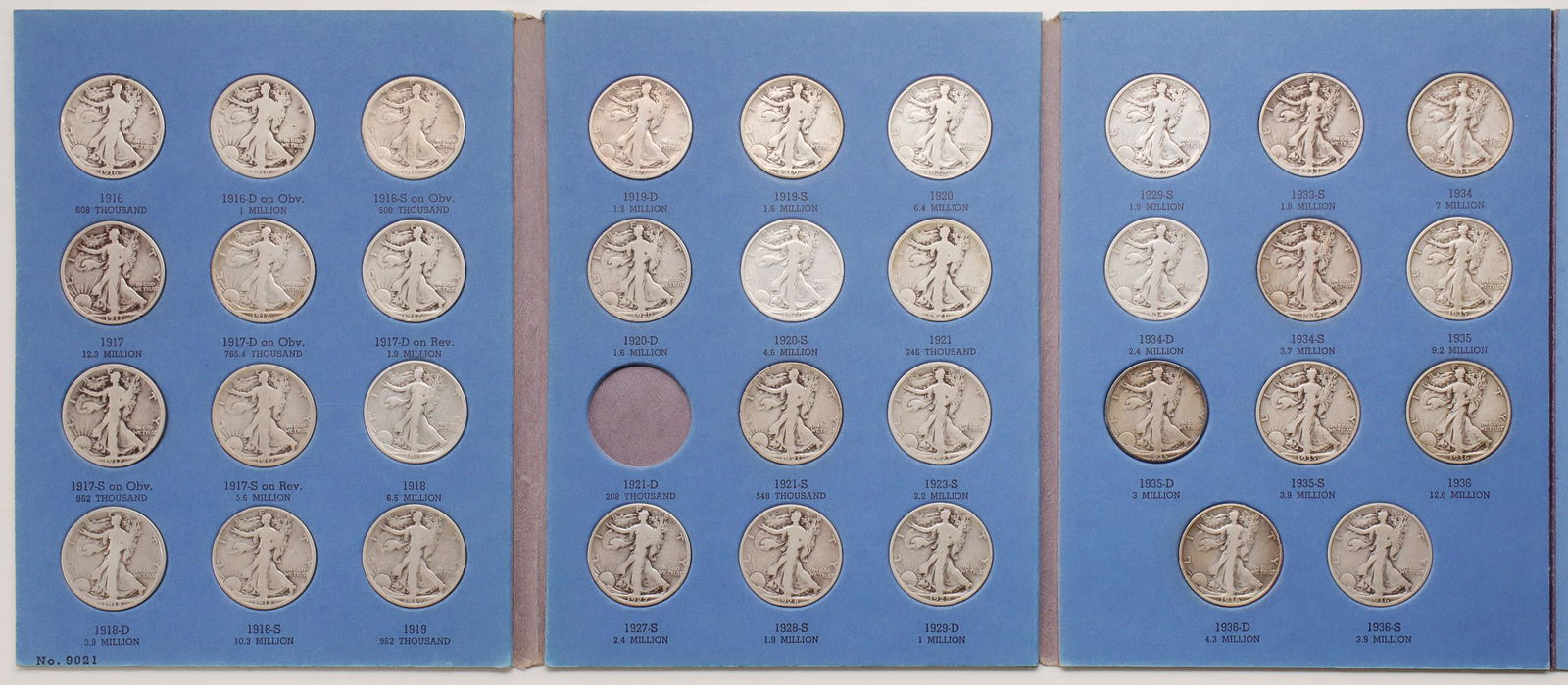 WALKING LIBERTY HALF DOLLARS, $17 FACE VALUE (1 of 15)