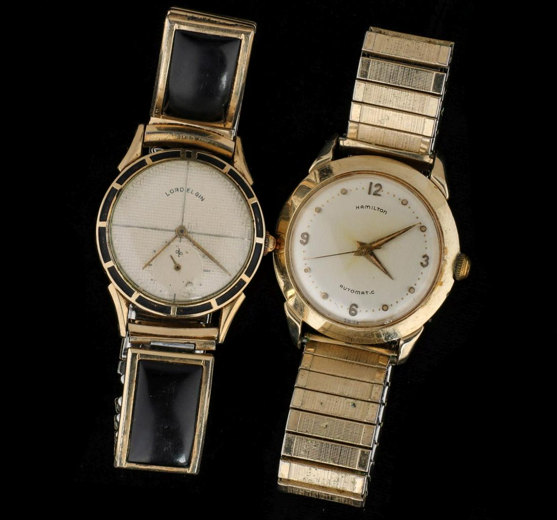HAMILTON AND ELGIN 14K GOLD MEN'S WRIST WATCHES (1 of 6)