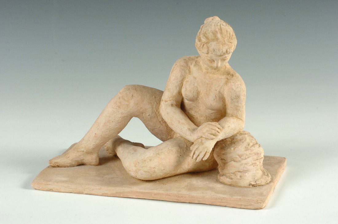 PAULINA EVERITT (1905 - 1996 MISSOURI) TERRA COTTA SCUL: A Paulina Everitt sculpture signed on the base, acquired directly from the artist's estate, 8 x 10.5 x 6 inches.