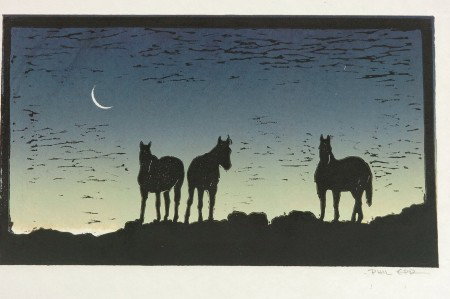 PHIL EPP PENCIL SIGNED BLOCK PRINT: Phil Epp (1946- ). Signed lower right. 7 x 12.25 inch image field, 10 x 15 inch sheet.