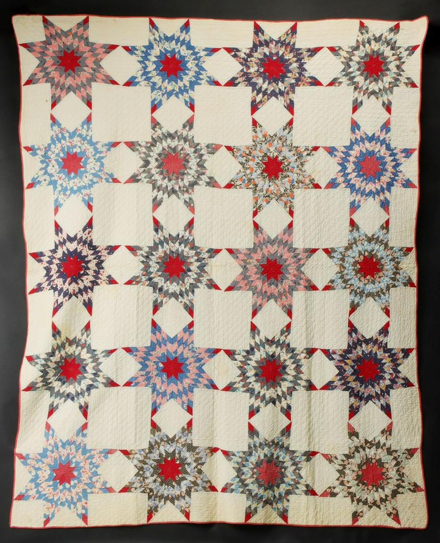 AN ANTIQUE 'HARVEST SUN' PATTERN QUILT (1 of 12)
