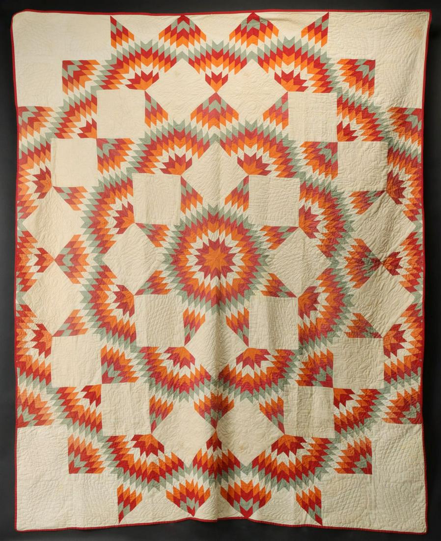 ANTIQUE QUILT IN THE 'BROKEN STAR' PATTERN (1 of 13)