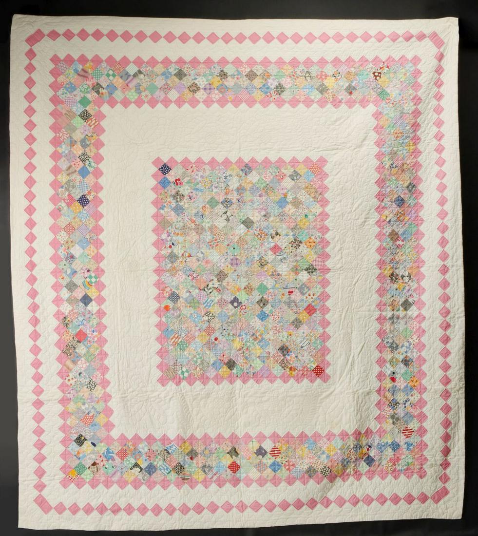 A 'BOSTON COMMONS' PATTERN FEEDSACK QUILT (1 of 12)