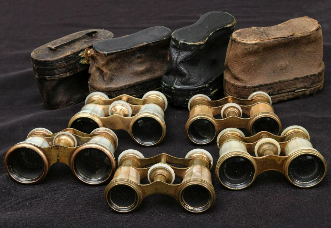 FIVE PAIR 19C FRENCH MOTHER OF PEARL OPERA GLASSES (1 of 5)