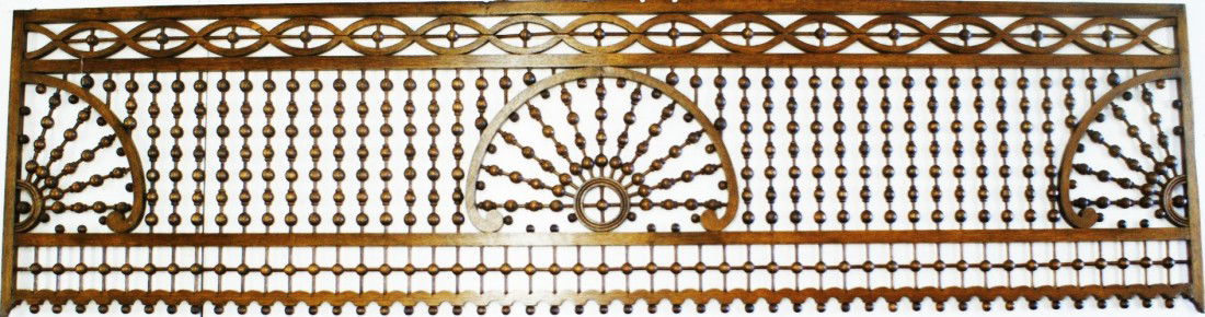 A GREAT PIECE OF OAK STICK-AND-BALL FRETWORK: Fantastic fretwork, measures 30 h x 111.5 l inches.