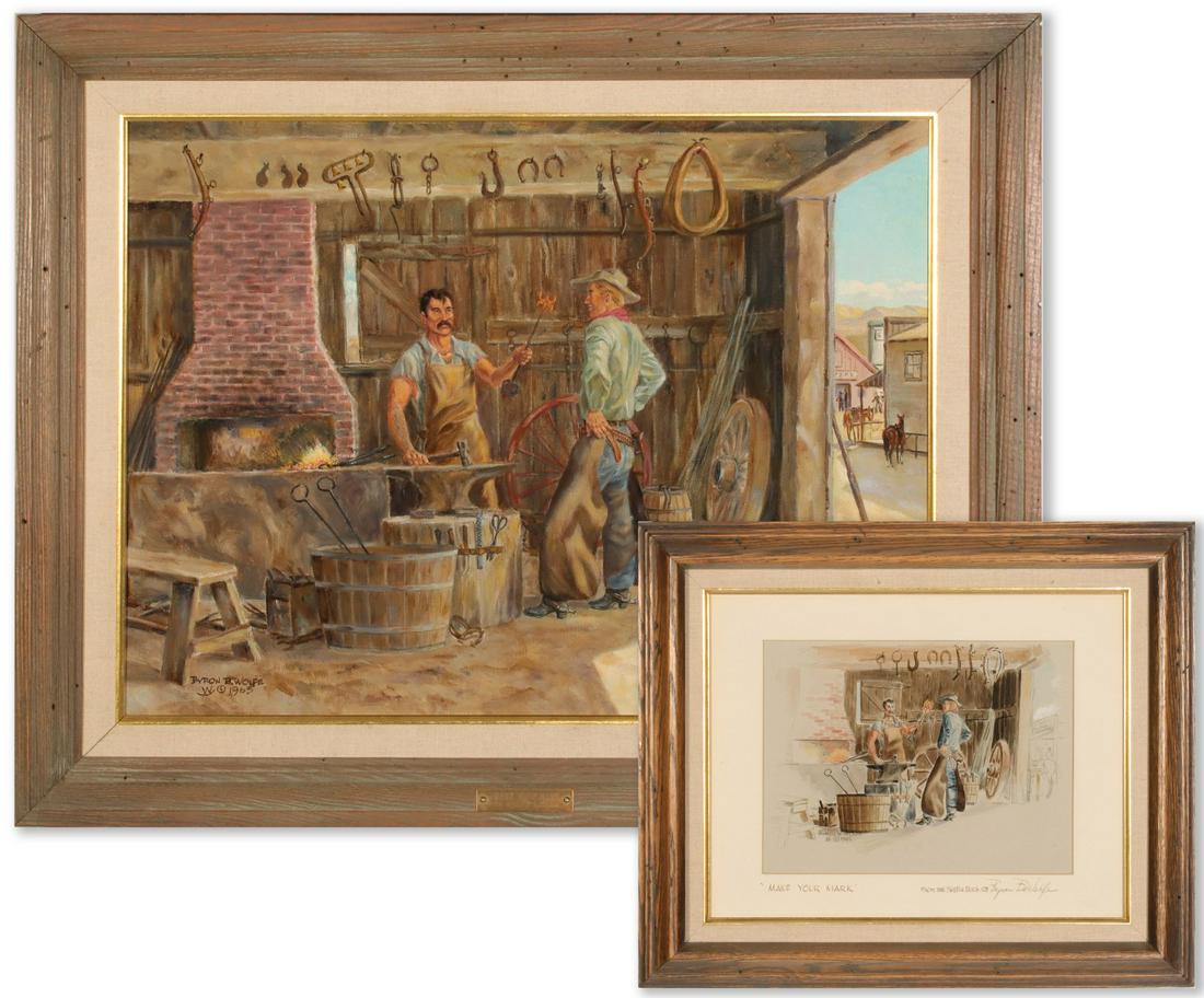 BYRON WOLFE (1904 - 1973) 1965 STUDY AND PAINTING (1 of 19)