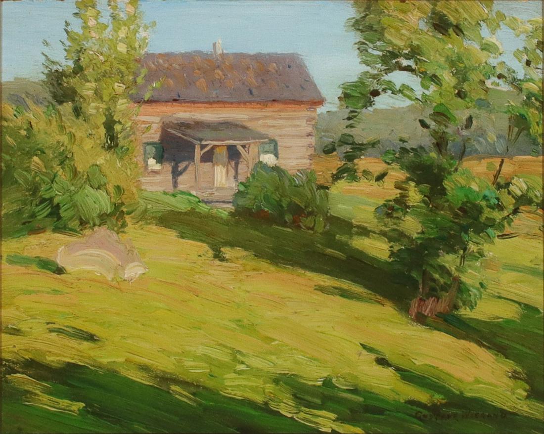 GUSTAVE WIEGAND (1870 - 1957) OIL ON ACADEMY BOARD (1 of 10)
