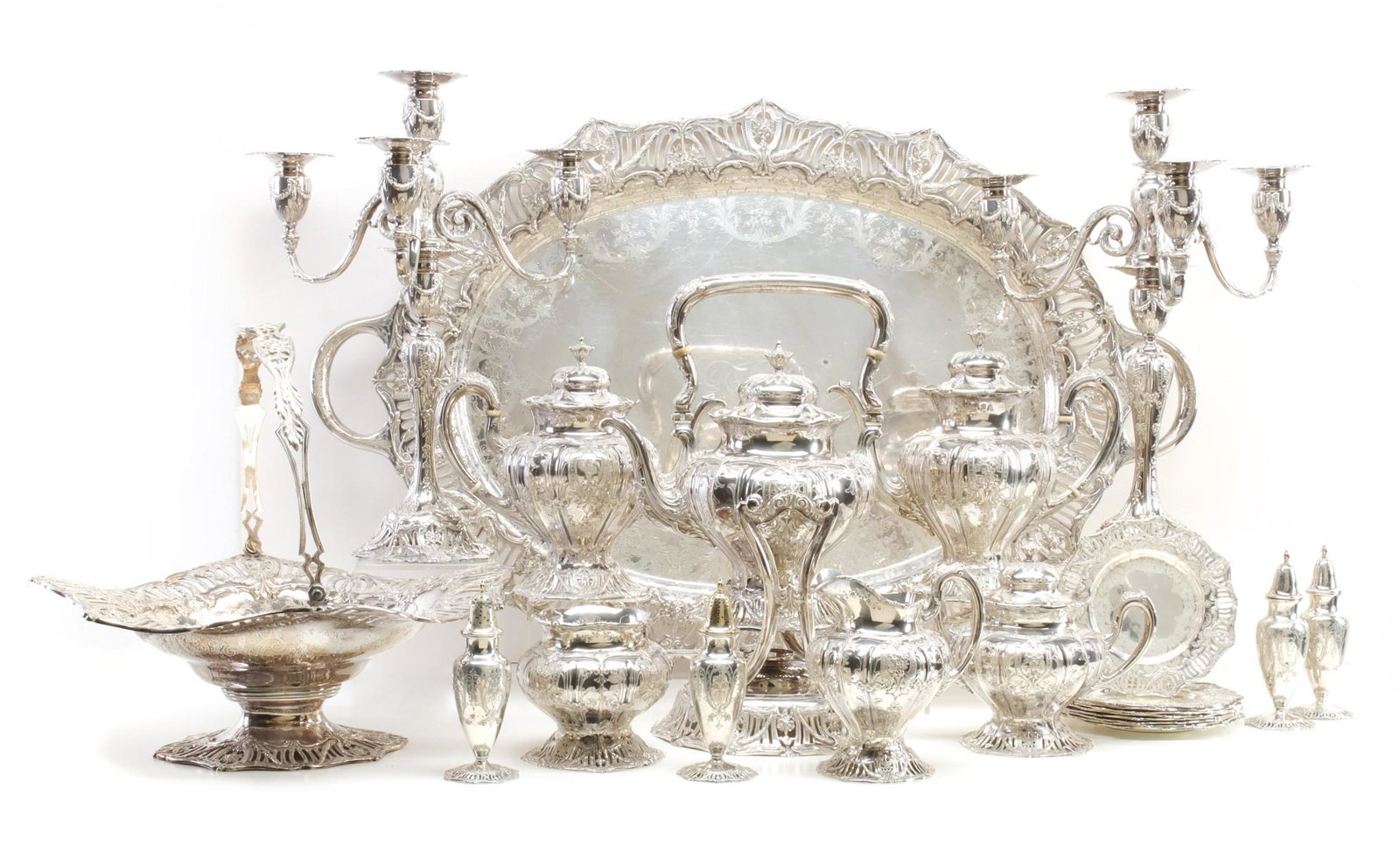 AN IMPRESSIVE 23-PIECE STERLING SILVER TABLE SERVICE (1 of 20)