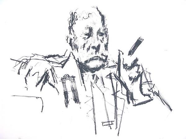 PENCIL SIGNED LITHOGRAPH BY JACK LEVINE (1915- ): #93 from an edition of 120. Overall size is 24 x 28.75.