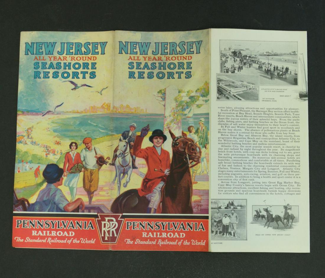 PENNSYLVANIA RAILROAD RAIL & MOTOR COACH EPHEMERA: A collection of 12 folding tourist brochures and timetables as shown. Provenance: The estate collection of Ed McHugh