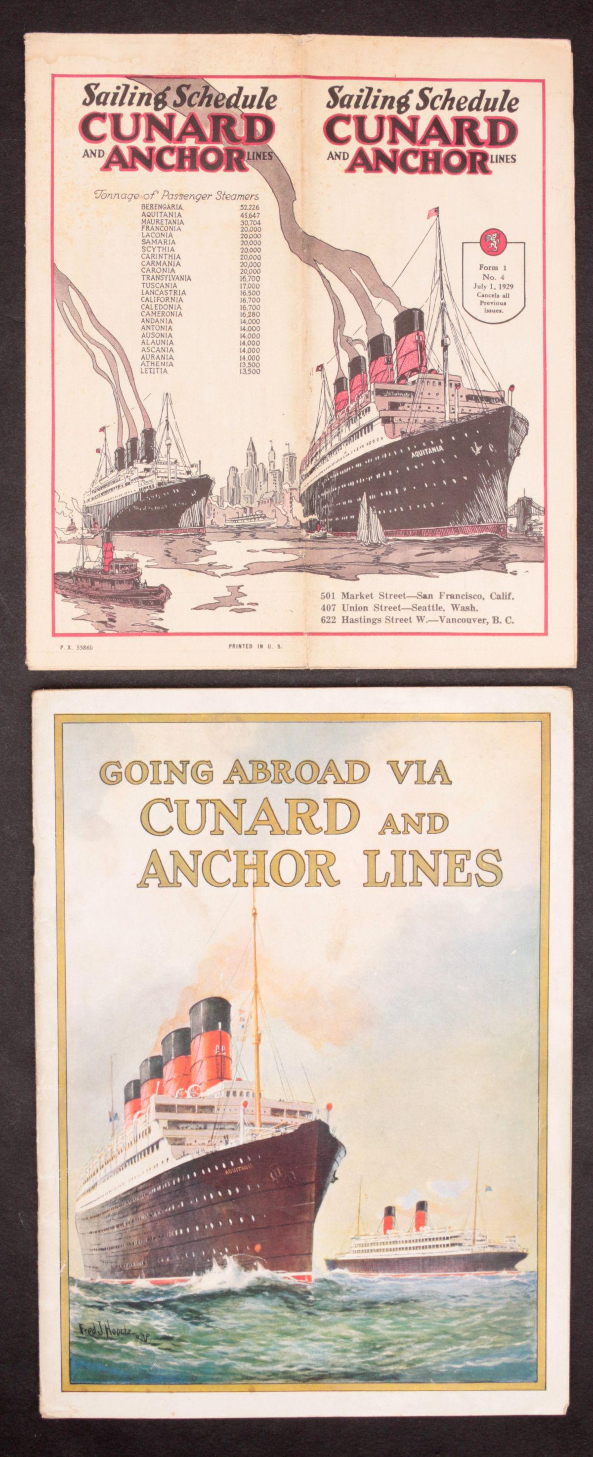 EARLY 20TH C. CUNARD STEAMSHIP TRAVEL EPHEMERA (11) (1 of 15)