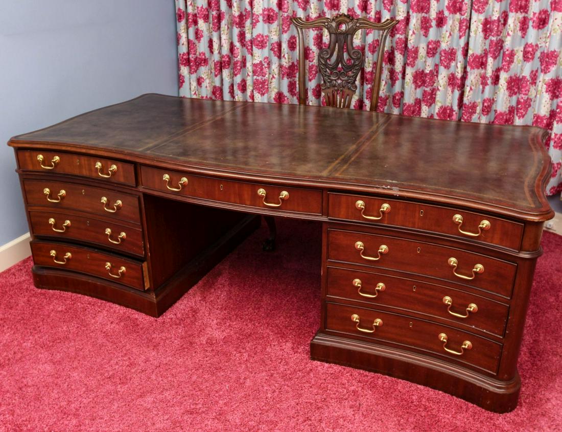 A MASSIVE BAKER MAHOGANY PARTNER'S DESK (1 of 14)