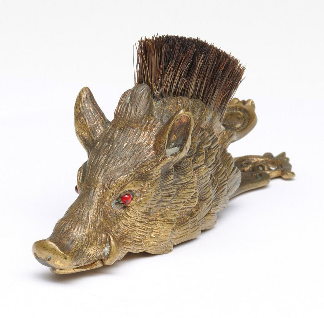 A GOOD GLASS-EYED FIGURAL BRASS BOAR LETTER CLIP (1 of 12)