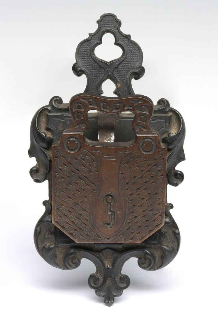UNUSUAL FIGURAL PADLOCK LETTER CLIP 1880-1910 (1 of 12)