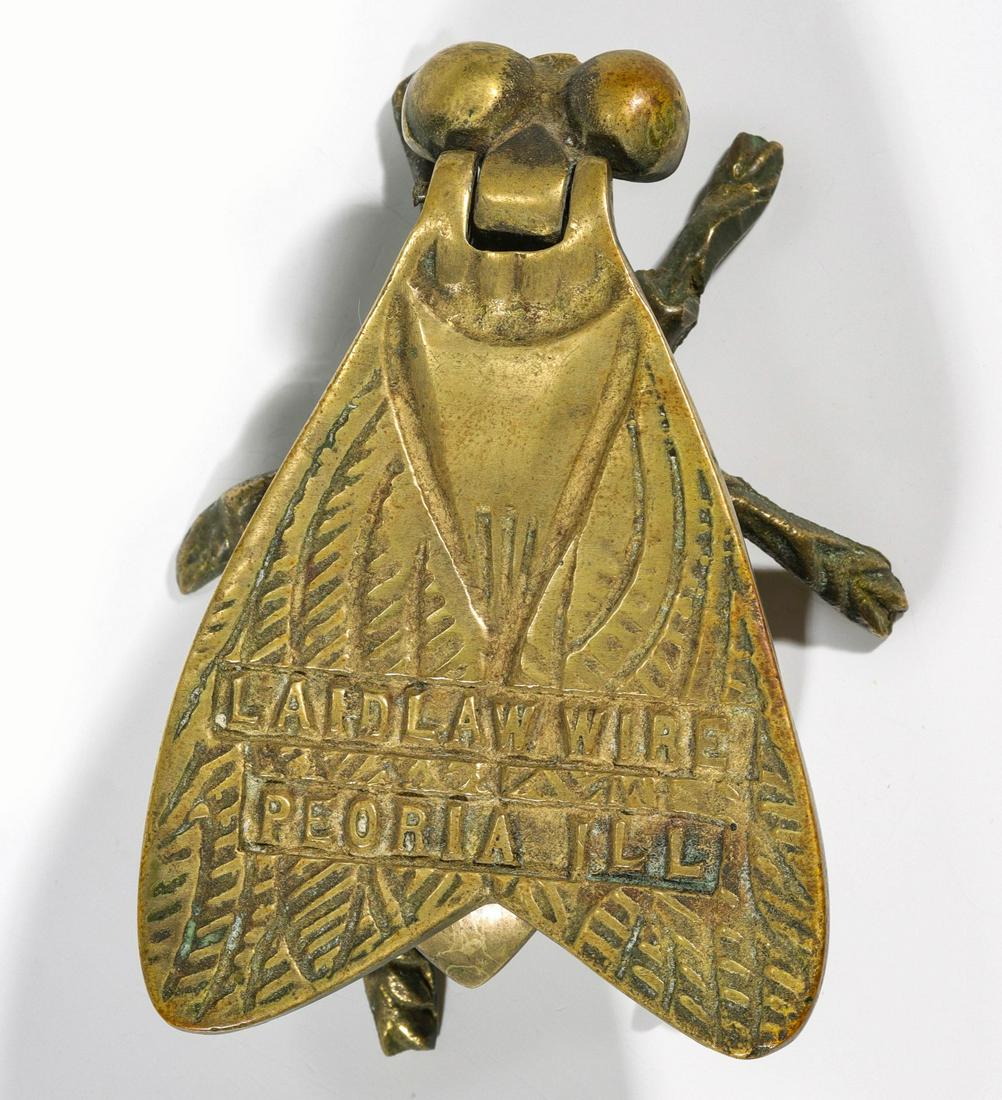 LAIDLAW WIRE BRASS FLY ADVTG MATCH SAFE C. 1890 (1 of 8)