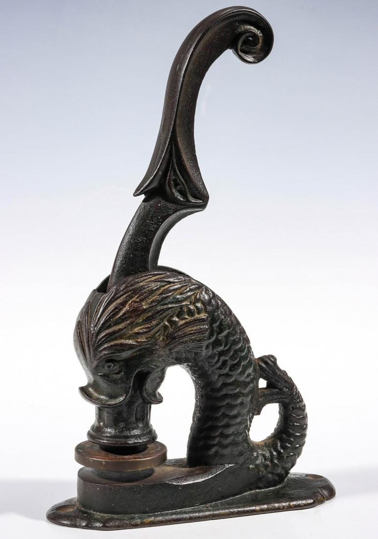 A LARGE FIGURAL DOLPHIN IRON SEAL C. 1890 (1 of 8)