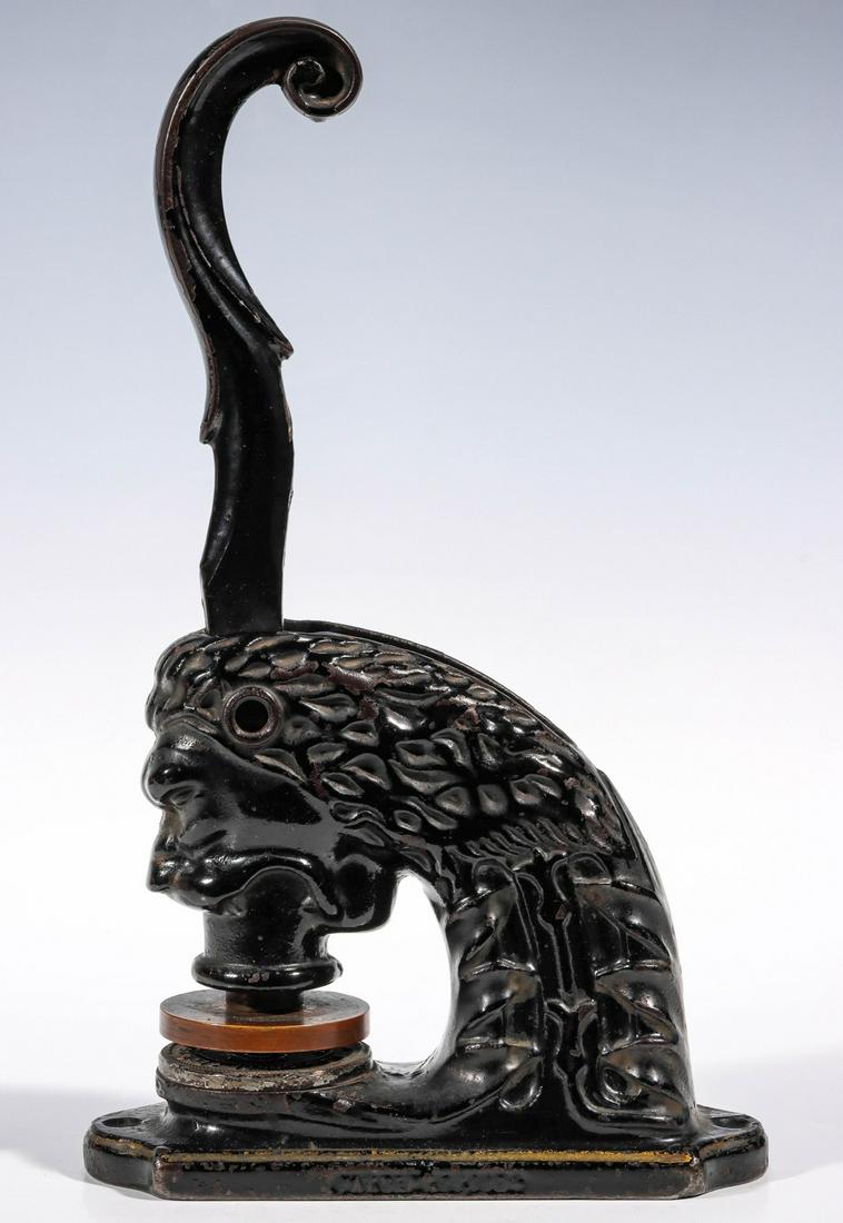 A LARGE FIGURAL LION'S HEAD IRON SEAL C. 1890 (1 of 8)