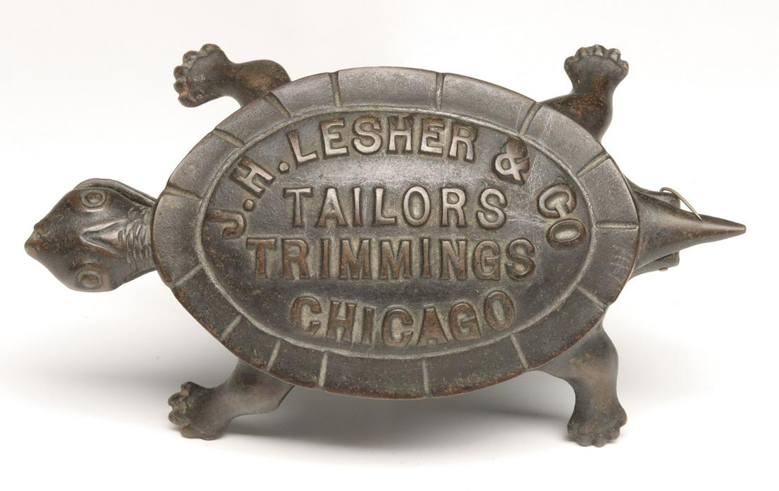 AN IRON TURTLE ADVERTISING MATCH SAFE C. 1900 (1 of 6)