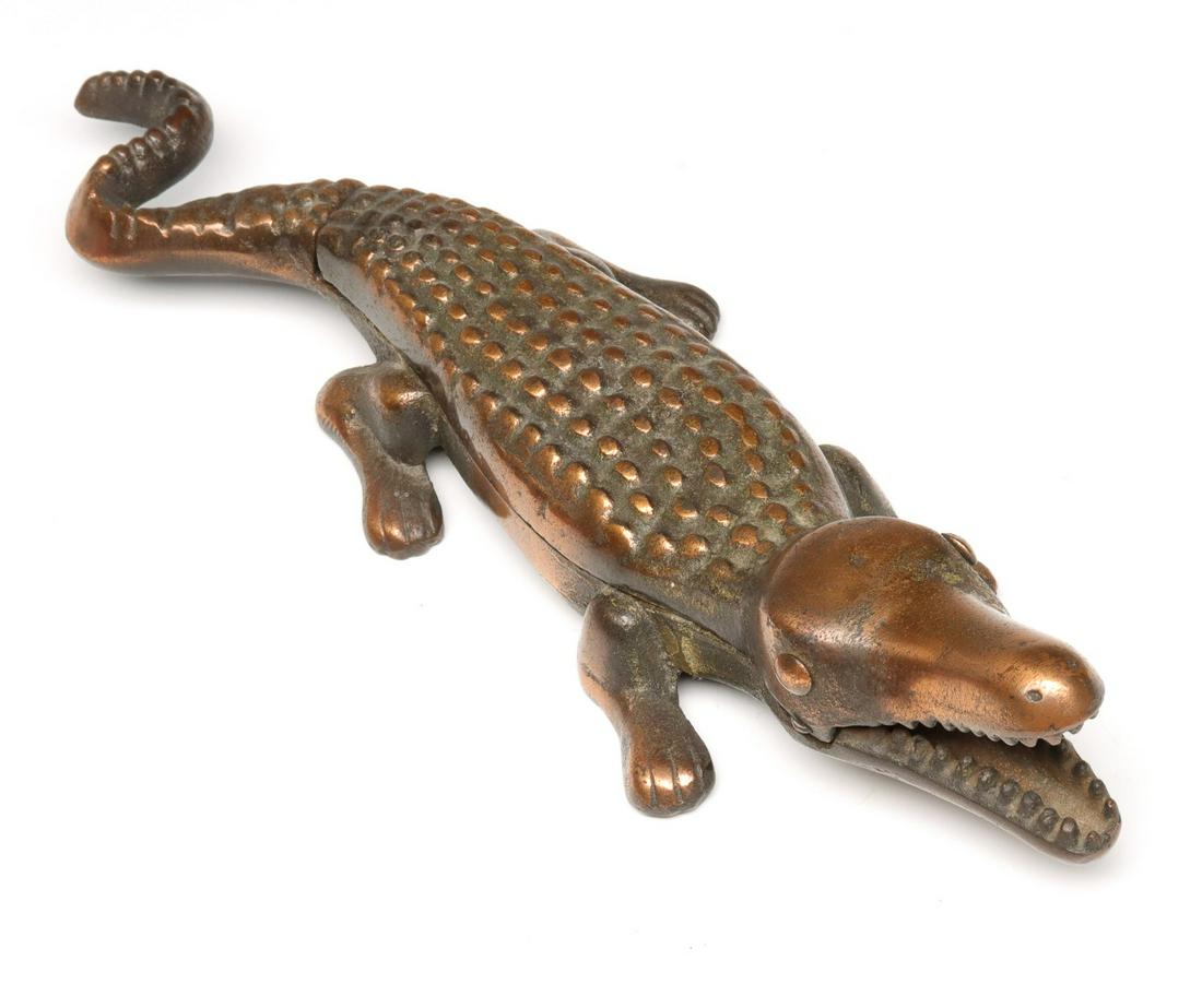 COPPER FLASH CAT IRON ALLIGATOR SAFE C. 1920 (1 of 7)