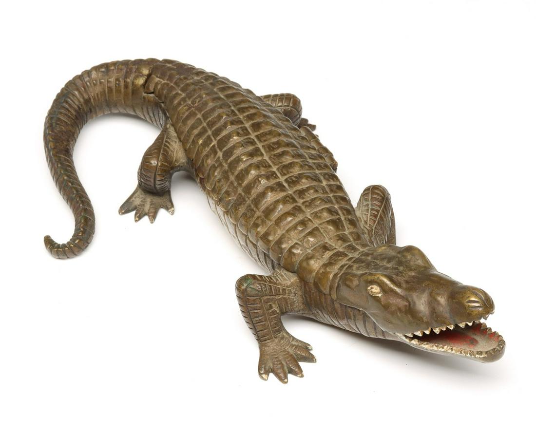 BRASS ALLIGATOR MATCH SAFE C. 1920 (1 of 7)