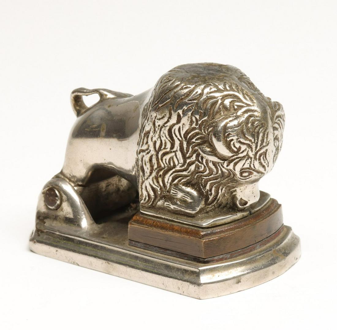 A FIGURAL BISON NICKEL PLATED IRON SEAL CIRCA 1890 (1 of 7)