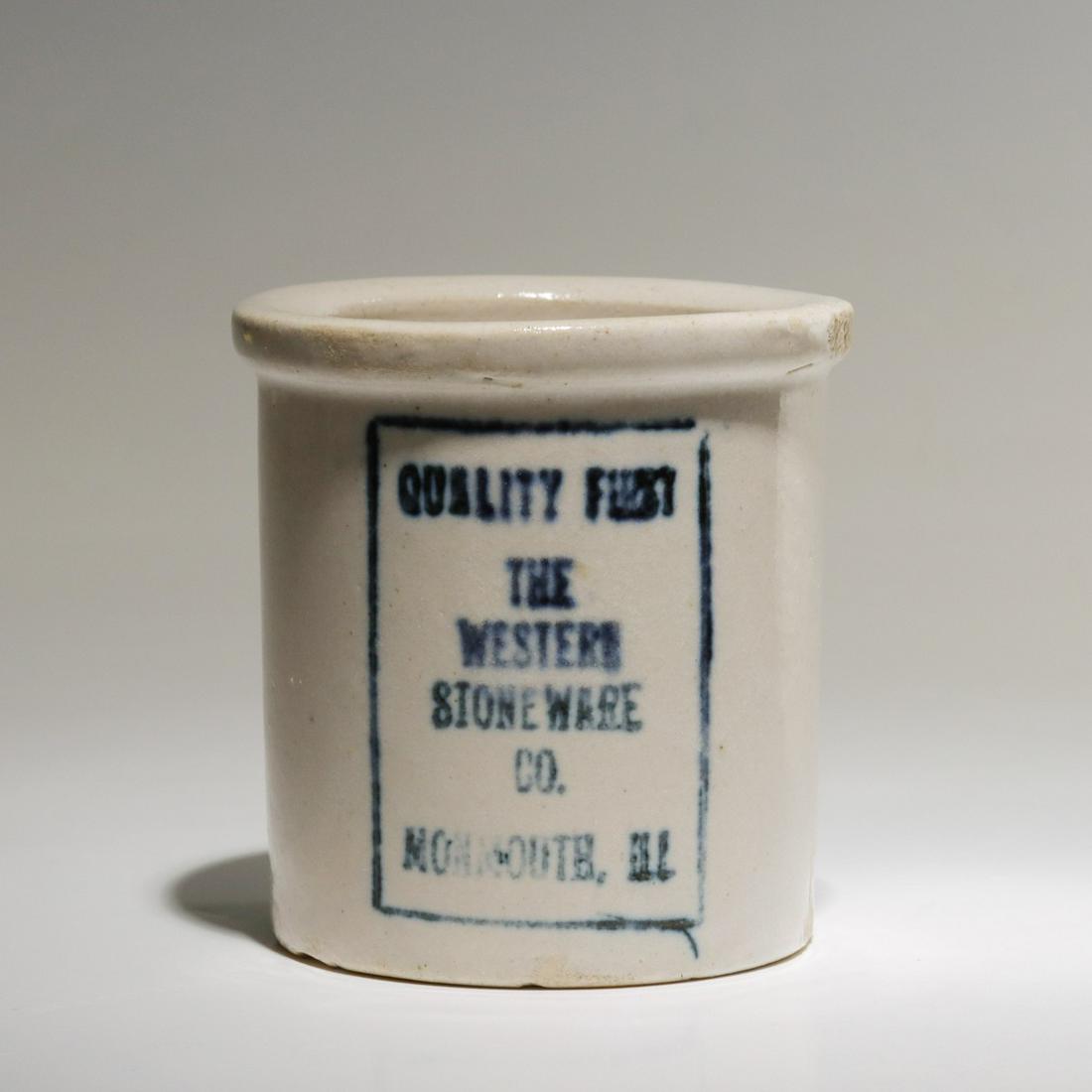 WESTERN STONEWARE MINIATURE CROCK WITH ADVERTISING (1 of 10)