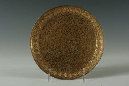 TIFFANY STUDIOS DORE' BRONZE PLATE: Signed Tiffany Studios New York under the rim and numbered 1743, measures 8 inches diameter.