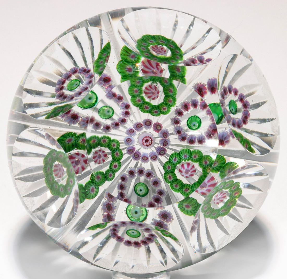 ANTIQUE FACETED BACCARAT PAPERWEIGHT W/MILLEFIORI RINGS (1 of 9)
