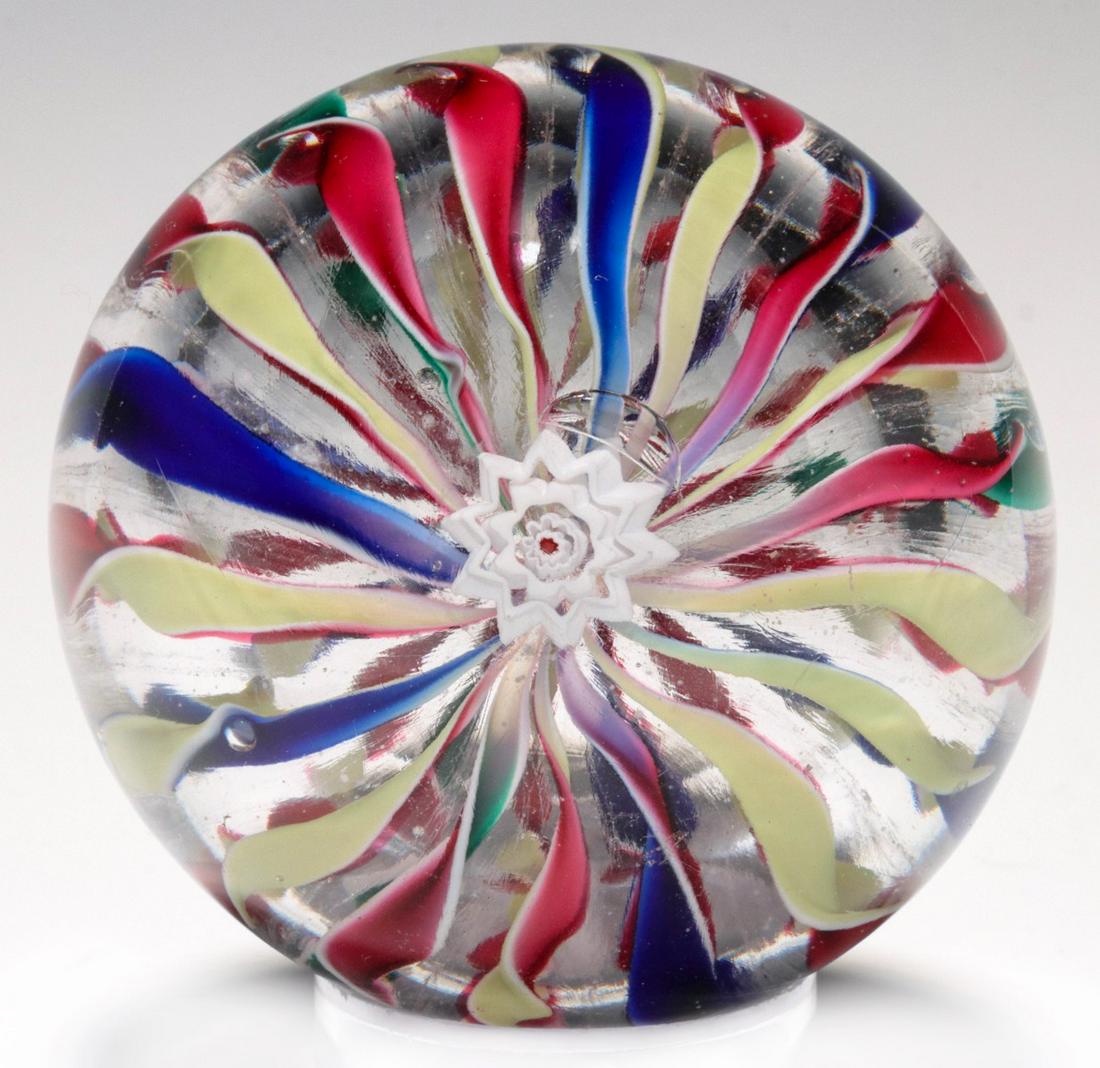 ANTIQUE NEW ENGLAND GLASS RIBBON CROWN PAPERWEIGHT (1 of 9)
