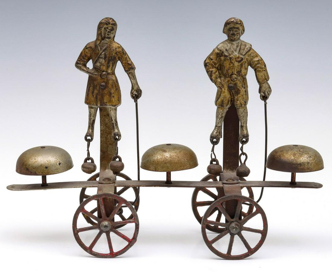 A 19C. AMERICAN BELL RINGER PULL TOY WITH JACK N JILL (1 of 9)