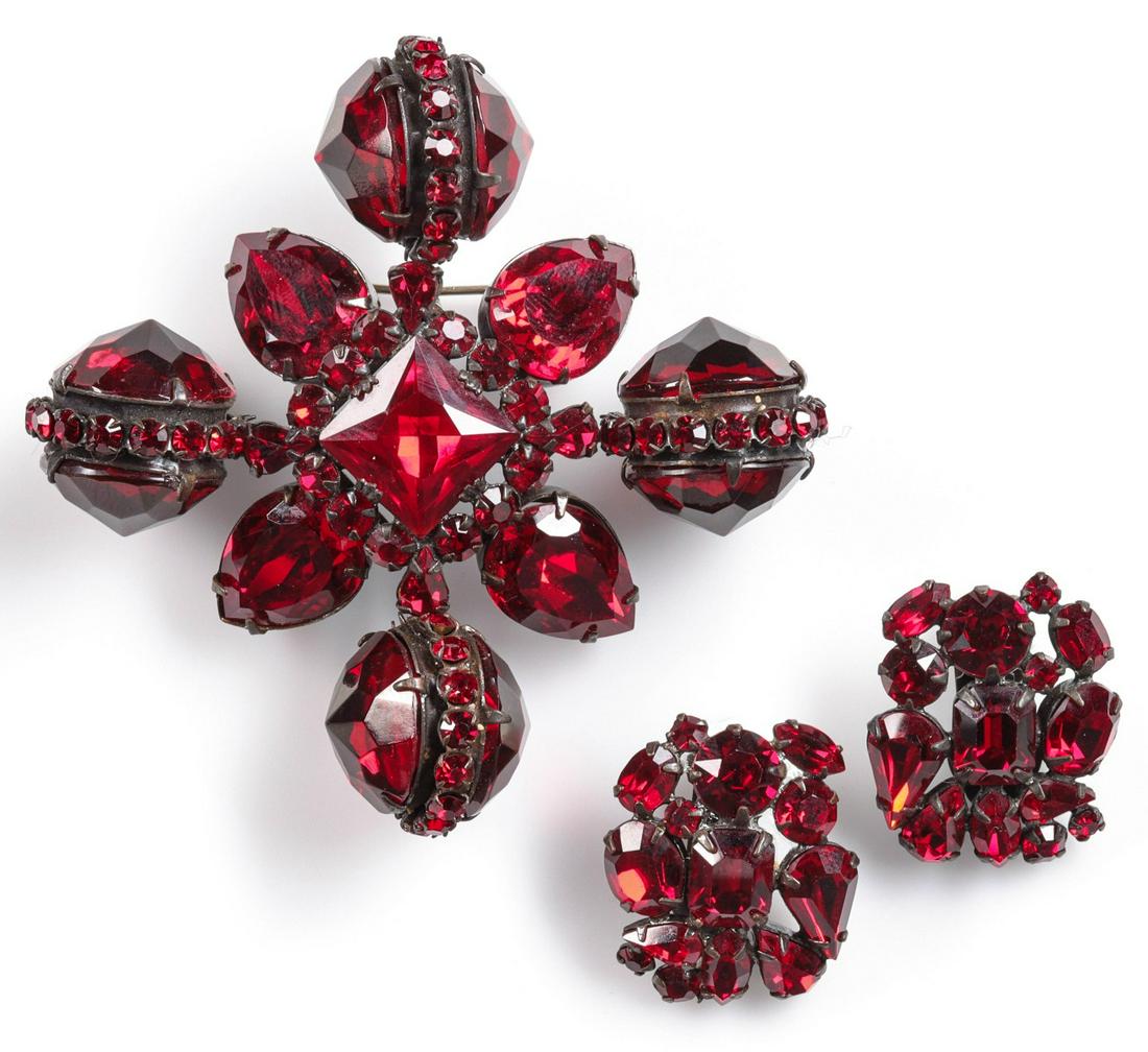 RUBY EARRINGS SIGNED SCHREINER WITH VERIFIED BROOCH (1 of 11)