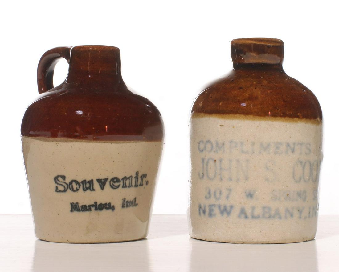 TWO INDIANA STONEWARE MINI JUGS (1 of 9)