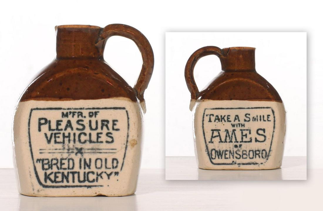 A RARE AMES BUGGY & AUTO OF KENTUCKY MINI WHISKEY JUG (1 of 10)