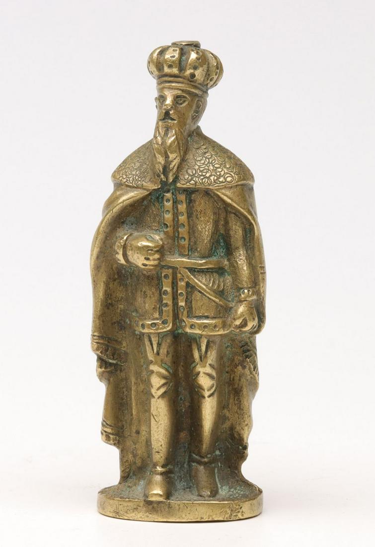 A STANDING KING FIGURE ANTIQUE CAST BRASS WAX SEAL (1 of 9)