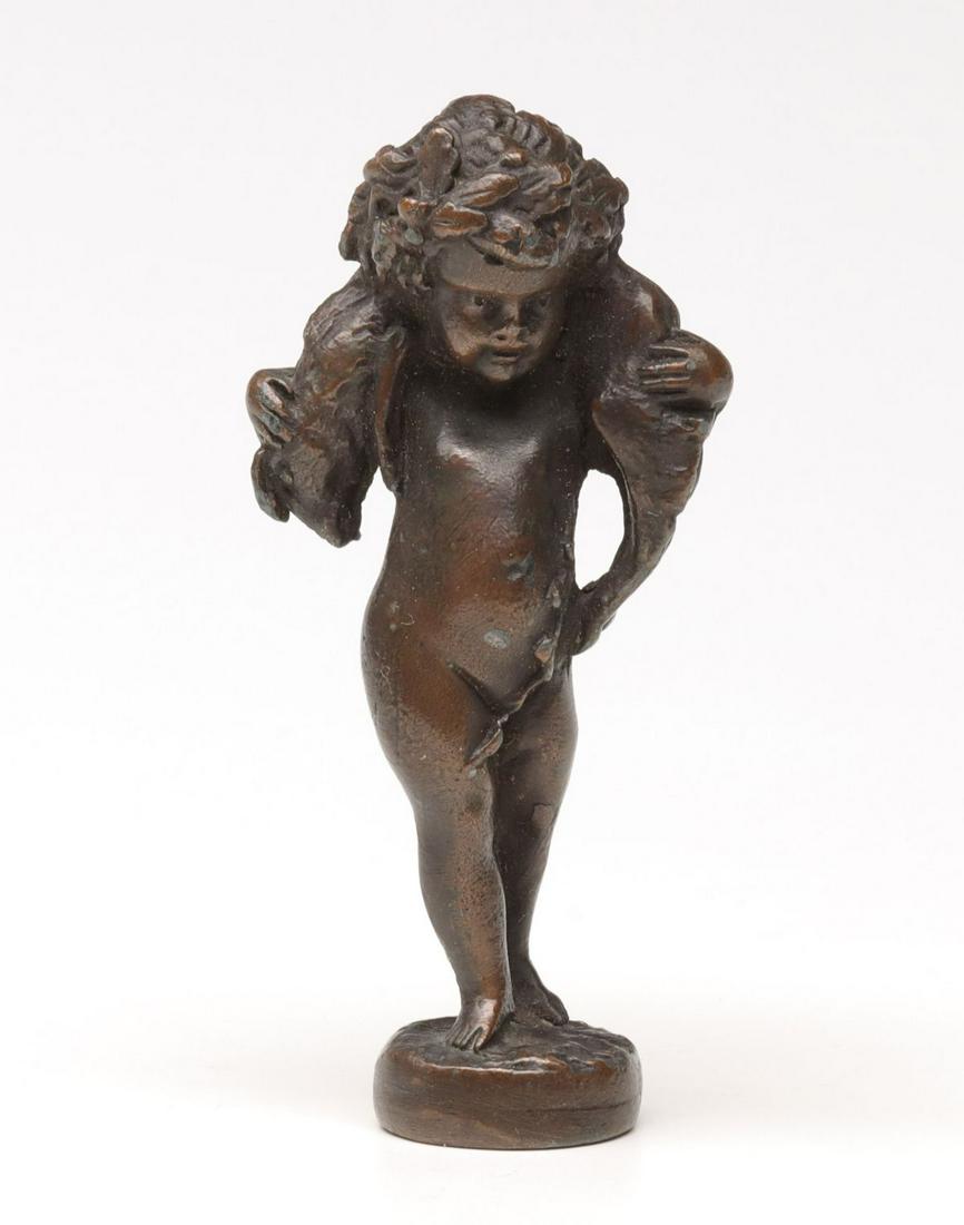 AN ANTIQUE PUTTO FIGURAL BRONZE WAX SEAL (1 of 9)