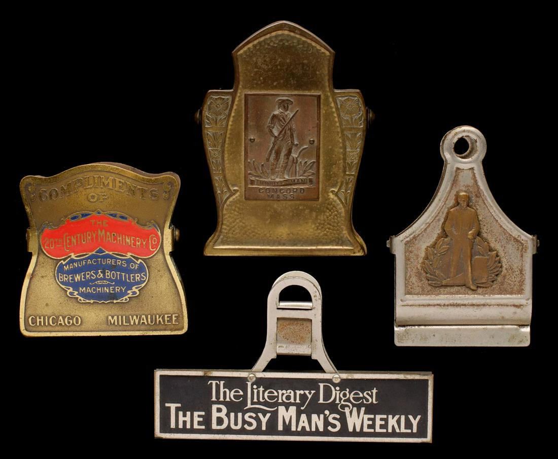 FOUR BRASS AND OTHER 1920s ADVERTISING BILL CLIPS (1 of 13)
