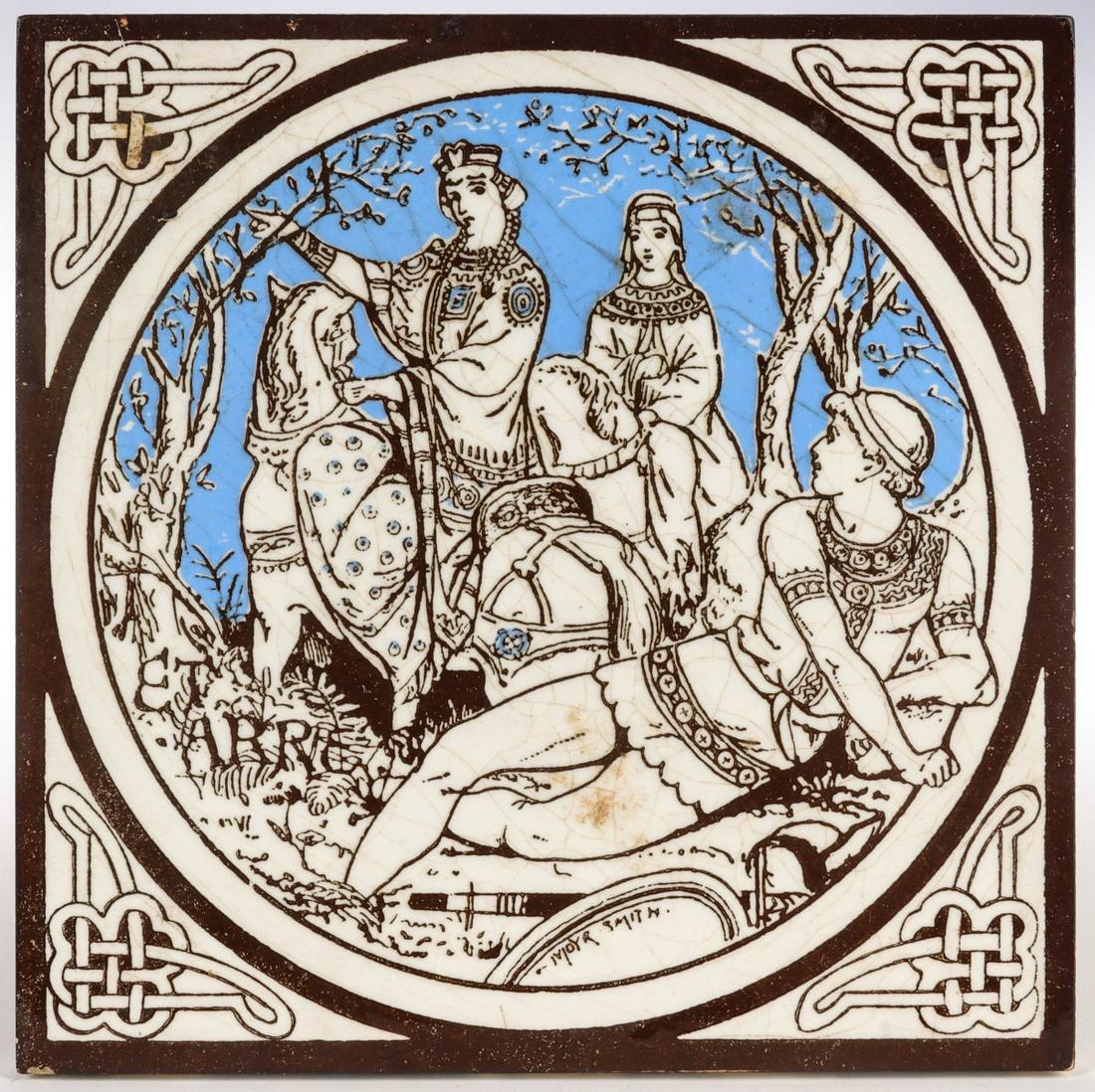 A MINTON'S STOKE ON TRENT ART POTTER TILE: Signed on the back. Measures 6 inches. Be aware that internet sales tax applies to all Internet transactions and local sales tax may apply to local pick-up transactions. For 1-4 small items shipping c