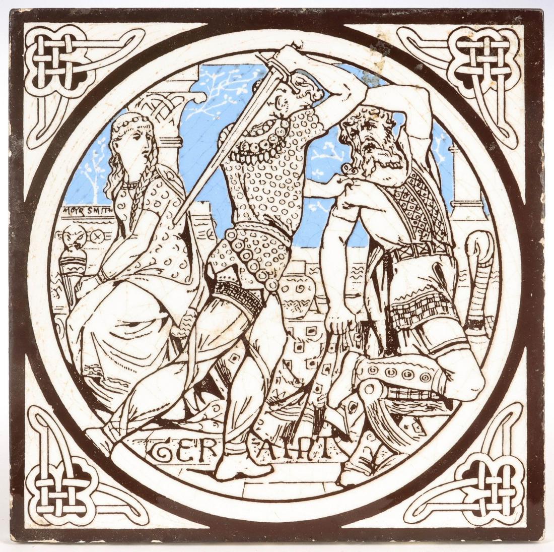 A MINTON'S STOKE ON TRENT ART POTTER TILE: Signed on the back. Measures 6 inches. Be aware that internet sales tax applies to all Internet transactions and local sales tax may apply to local pick-up transactions. For 1-4 small items shipping c