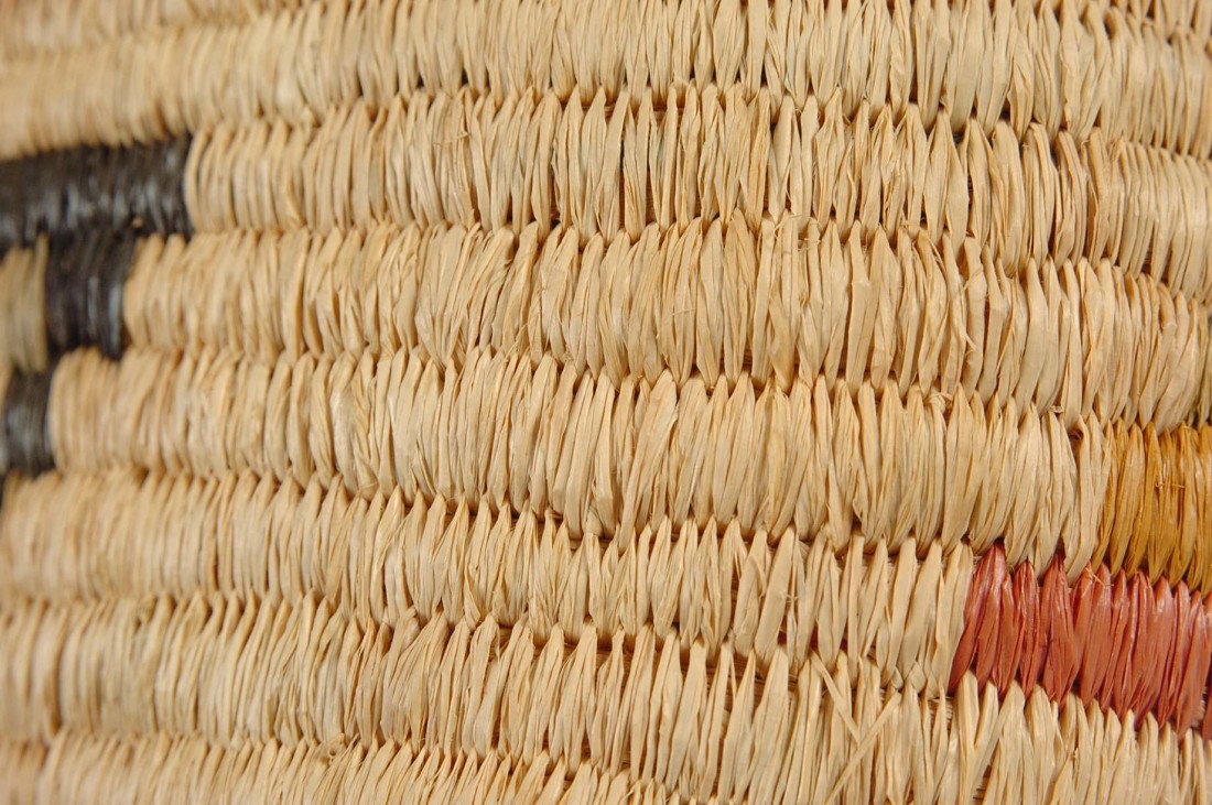 SKOKOMISH BOAT SHAPE BASKET WITH THUNDERBIRDS - 10