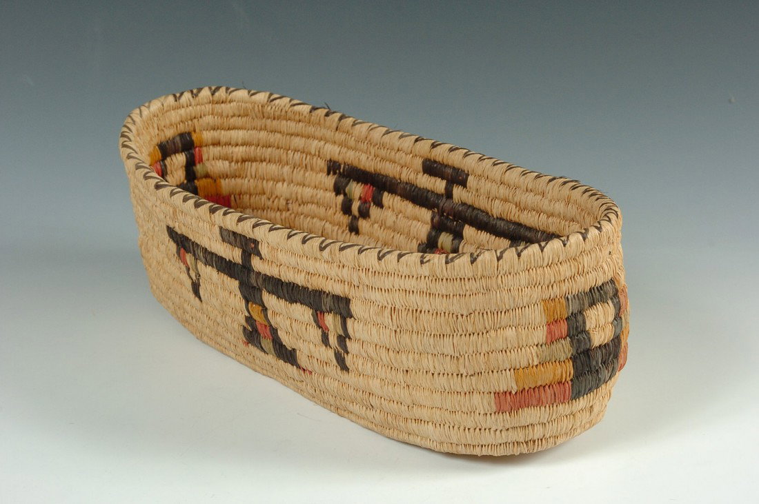 SKOKOMISH BOAT SHAPE BASKET WITH THUNDERBIRDS - 2