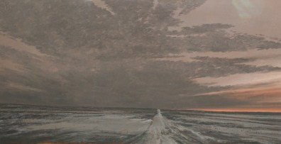 KEITH JACOBSHAGEN (1941- ) OIL ON PANEL, NEBRASKA: Title and location in reserve area below the image, measures 8.5 x 16 inches.
