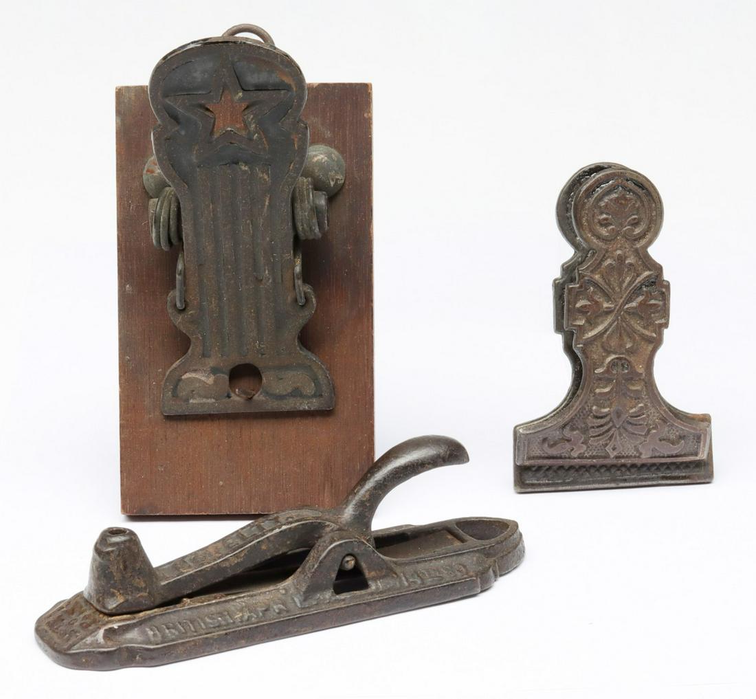 THREE ANTIQUE PATENTED MECHANISM LETTER CLIPS (1 of 13)