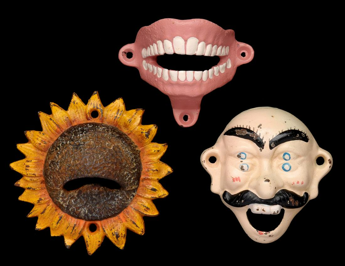THREE VINTAGE FIGURAL IRON BOTTLE OPENER (1 of 12)