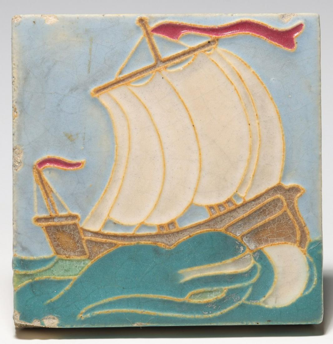 EARLY 20TH C AMERICAN TERRA COTTA ART POTTERY TILE (1 of 10)