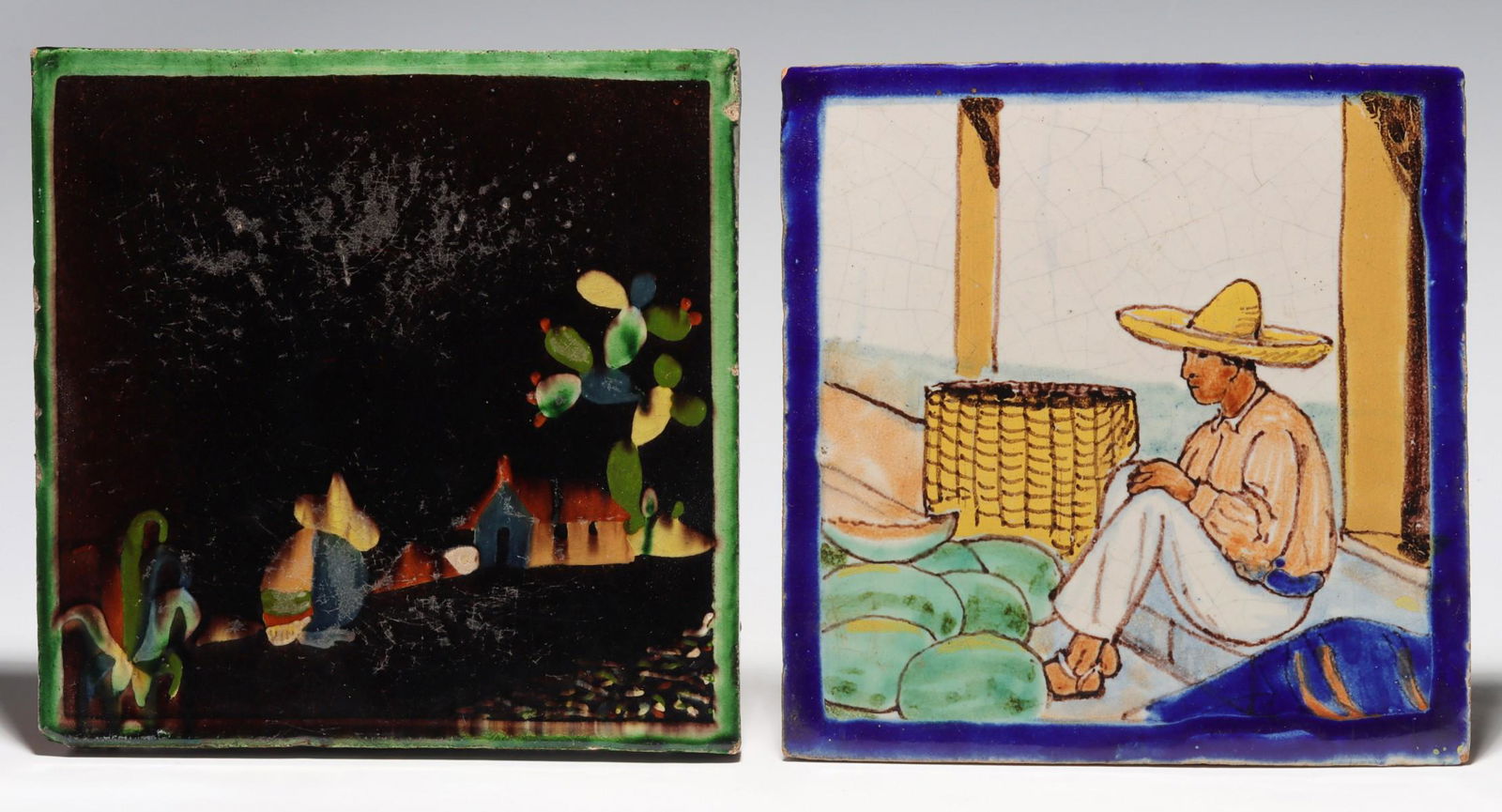 TWO ART POTTERY TILES (1 of 11)