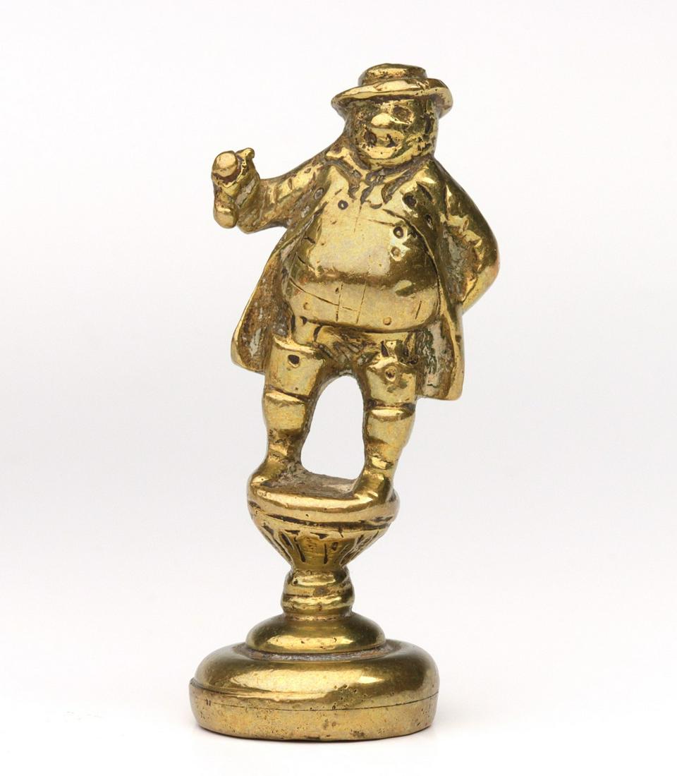 A TOBY PHILPOTTS FIGURAL BRASS ANTIQUE WAX SEAL: Measures 2.5 inches. We happily provide seamless in-house packing and shipping services on nearly everything we sell. Until further notice, we cannot offer international shipping in-house.