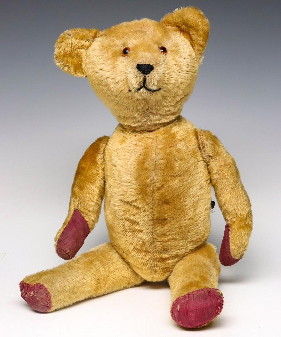 A Large Antique Gold Mohair Teddy Bear W growler