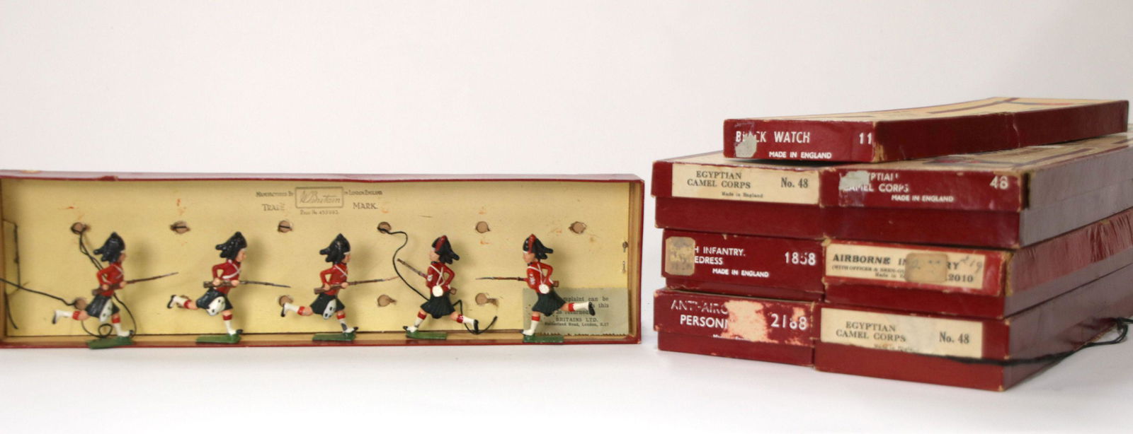 SEVEN SETS OF BRITAINS SOLDIERS WITH R.O.A.N BOXES (1 of 7)